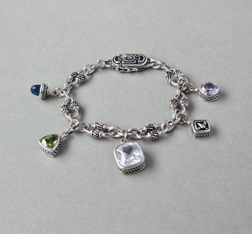 PARK LANE Charm Bracelet Multi-Color CZ Crystals 7.5" - Picture 5 of 11