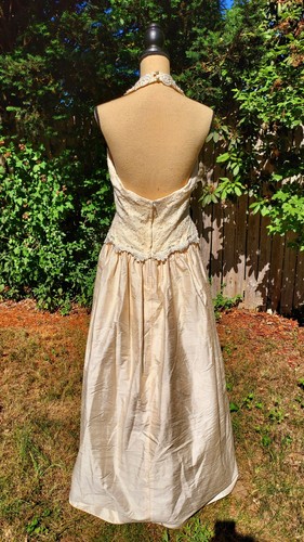 Vintage Jessica McClintock Ivory Pearl Embellished Peplum Wedding Dress Size 12 - Picture 6 of 12