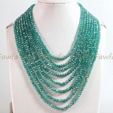 8 Rows Faceted 4x6mm Green AB Crystal Glass Rondelle Beads Necklace 17-26''