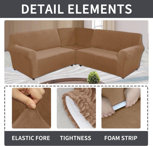 L Shaped Velvet Corner Sectional Cover Recliner Slipcover Protector Corner Piece - Picture 290 of 335