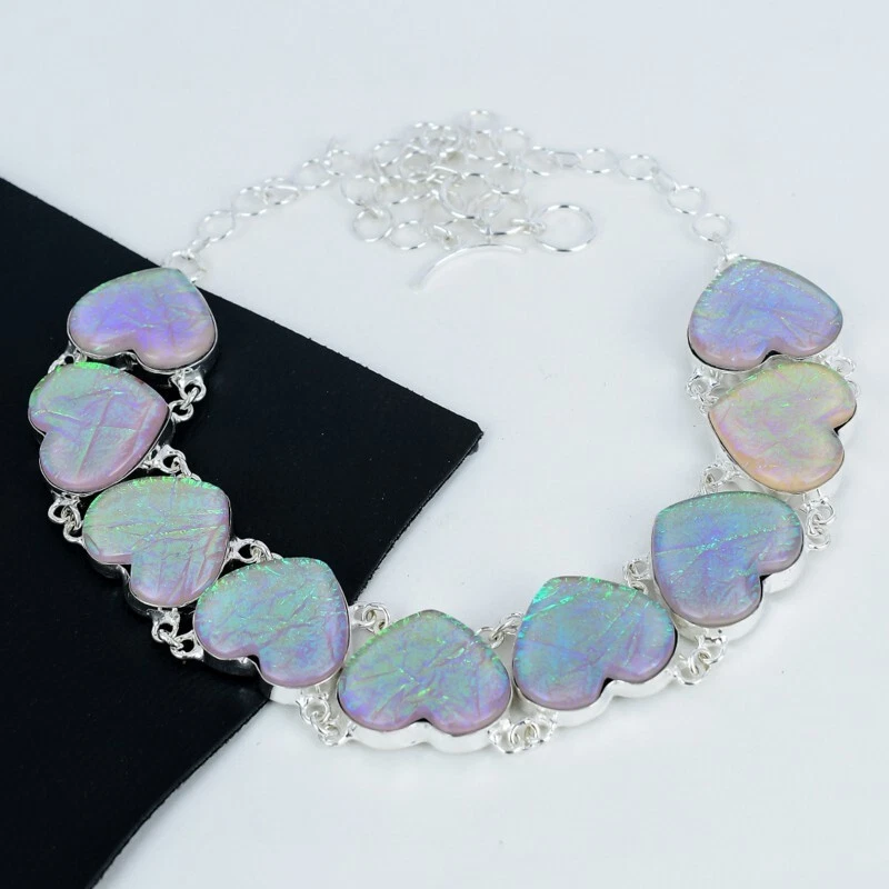 Purple Triplet Opal Gemstone Handmade 925 Sterling Silver Necklace Wadding Gifts - Image 2 of 4