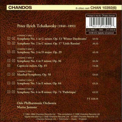 Tchaikovsky The Symphonies MARISS JANSONS ORIG 2006 CHANDOS Tchaikovsky The Symphonies MARISS JANSONS ORIG 2006 CHANDOS