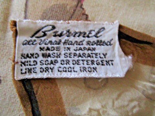 Vintage BURMEL Leopards & Paws Vinal Sheer Scarf Hand Rolled Japan 15x43" - Picture 2 of 5