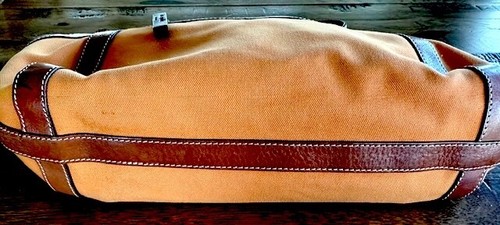 Kate Spade Spring Collection Orange Canvas Shoulder Bag w/Brown Leather Straps - Picture 5 of 10
