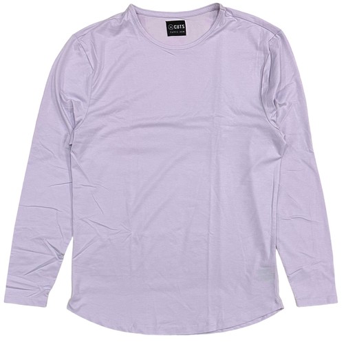 Cuts Clothing Men's Curve Hem Long Sleeve Crew Neck Signature Fit Tee T-Shirt - Picture 15 of 22