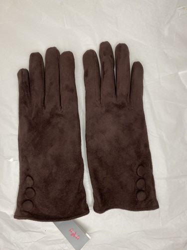 Women’s M&S Per Una Chocolate Brown Faux Suede Gloves Small New /tags - Picture 5 of 7