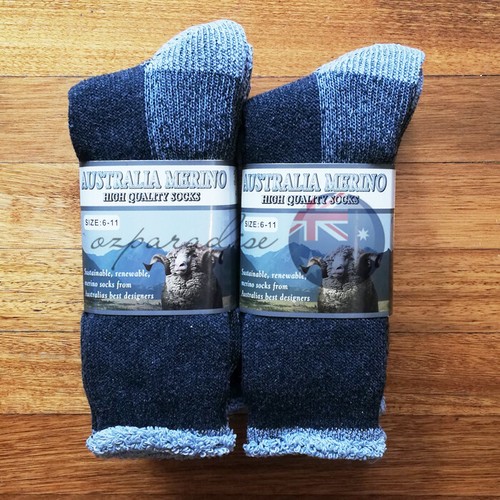 6-14 AUSTRALIAN MERINO WOOL WORK SOCKS CREW HEAVY DUTY EXTRA THICK CHARCOAL GREY - Picture 2 of 9