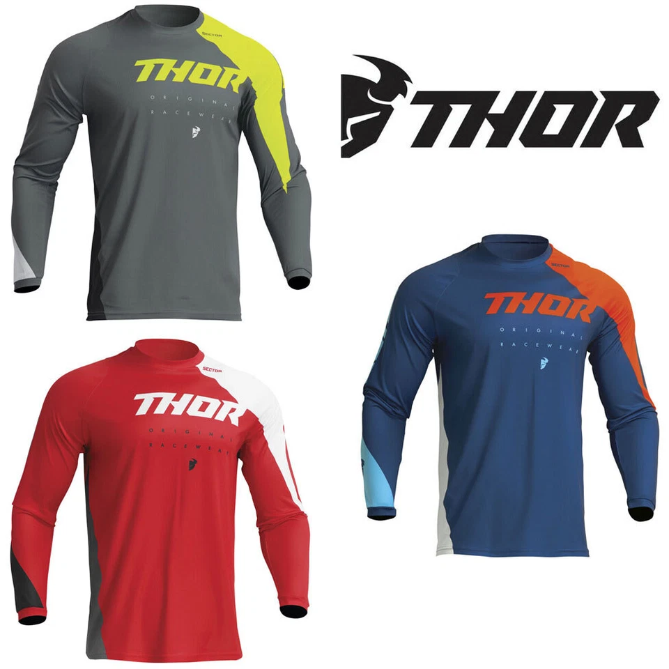 THOR SECTOR MOTOCROSS MX BIKE JERSEY - EDGE GREY YELLOW RED BLUE ORANGE