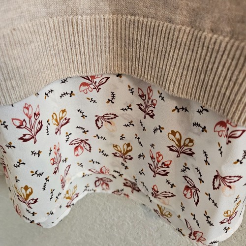 Loft Woman Size L Cream Sweater Floral Trim and Back Boho, Cottage, Floral NWOT - Picture 3 of 5