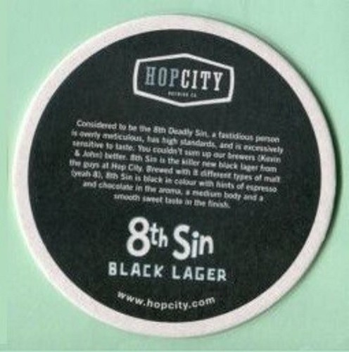 HOP CITY BREWING Co. 8th. City Black Lager Kanadische BIERMATTE UNTERSETZER SOUS-BOCK - Bild 3 von 3