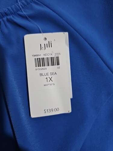 NWT J Jill x Christian Siriano Women’s Plus Size 1X Blue Sea Split Sleeve Dress - Picture 10 of 13