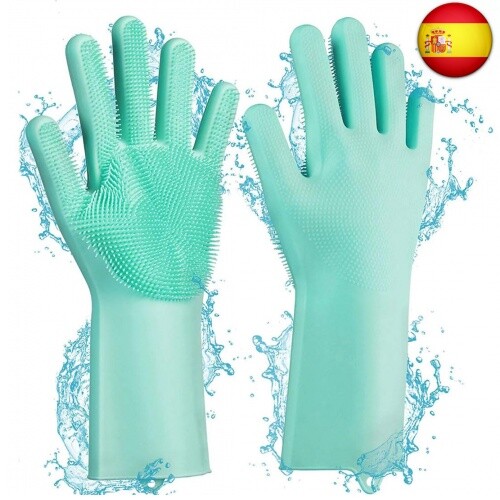 BZKSER Guantes de Limpieza con Cepillo de Silicona, Cerdas de Silicona,