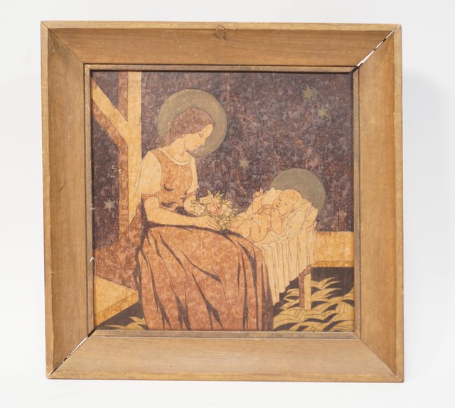Rarität original antikes Tarsia Holz Bild Mutter mit Kind im Holzrahmen Rarität original antikes Tarsia Holz Bild Mutter mit Kind im Holzrahmen