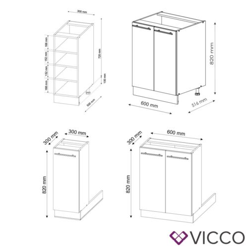 Kücheninsel Küchenblock Einbauküche Fame-Line Weiß Anthrazit 90 cm modern Vicco - Bild 3 von 7
