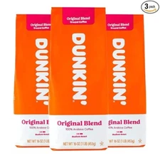 (3) Lbs DUNKIN DONUTS (Original Blend) Medium Roast Ground Coffee! FRESH!