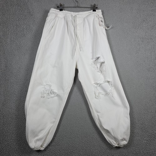 Free People Pants Size Large Ivory Barrel Jogger Pull On Loose Jogger NWT