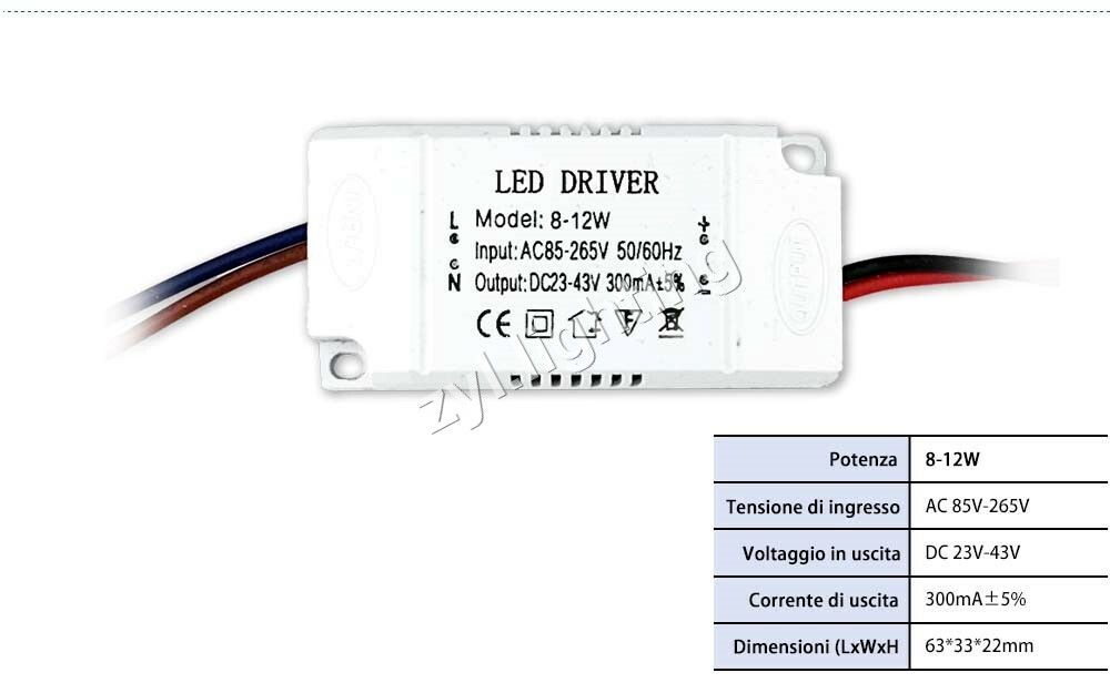 LED driver alimentatore trasformatore Power Supply 300mA 12V 24V 36V 5V 10W 30W - Zdjęcie 7 z 16