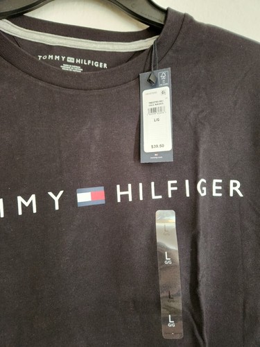 Camiseta Grande Nueva con Logotipo Tommy Hilfiger Negra Clásica Para Hombre Cuello Redondo Mangas Largas - Imagen 7 de 7