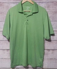 Champions Tour Men's Golf Polo Shirt Size Large Green Ribbed Short Sleeve