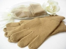 Womens 100 pure cashmere winter wrist gloves Camel