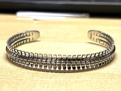 Solid 925 Sterling Silver Mens Unique Dragon Bone Torque Bangle Cuff Bracelet - Picture 2 of 9