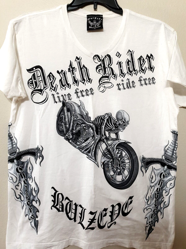 Vintage Y2K Bulzeye Shirt XL Goth All Over Death Rider Live Free Ride Unisex - Picture 1 of 12