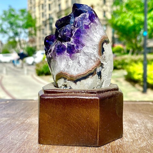 403G Natural Uruguayan Amethyst Quartz Cave Geode Crystal Healing+base - 第 6/12 張圖片