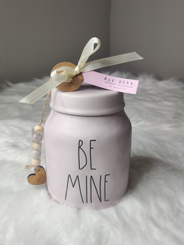 Rae Dunn "Be Mine" Valentine's Canister Lidded Cookie Jar Ceramic 7" tall - Picture 3 of 7