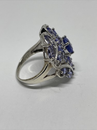 Vintage Lavender Tanzanite & Genuine Diamond Ring, SZ 7 - Bild 7 von 11