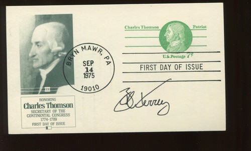 SENATOR BOB KERRY AUTOGRAPHED SIGNED CARD (LV 483) VIETNAM WAR VET HERO