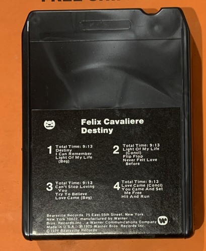 Felix Cavaliere Destiny 8 track tape Tested/Serviced; Picture Sleeve - Picture 2 of 6