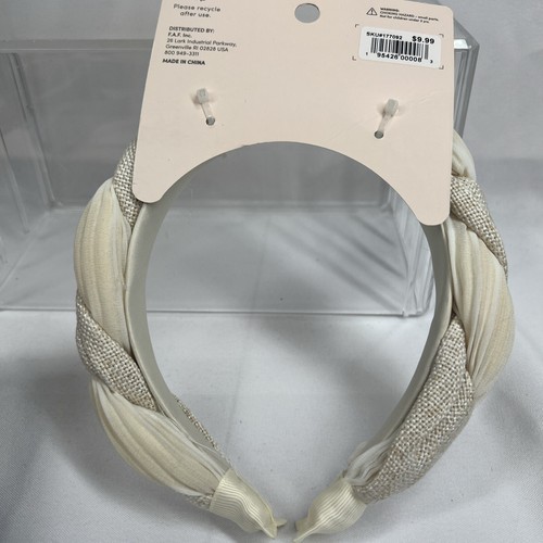 Hive and Co. Headbands Braided Taupe Crème Burlap Texture Knotted Twist - Picture 3 of 3