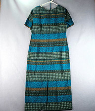 Koret Dress Womens Green Floral Striped Cheath Lightweight Retro Lined