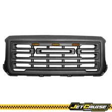 Fits 14-15 GMC Sierra 1500 Front Bumper Hood Upper Grille Matte Black W/ LED