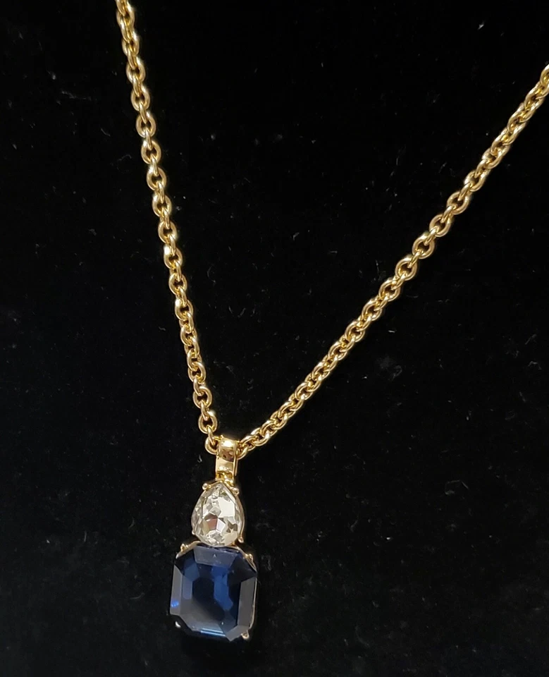 Collar Colgante Cristal Montana Tono Dorado 17" + Extensor 2" Foto 3 de 3