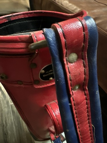 Vintage Ben Hogan Sun Jet Red/White/Blue Cart Golf Bag Leather With Strap - Picture 9 of 17