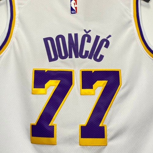 Luka Doncic #77 Los Angeles Lakers Weißes besticktes Trikot S/M/L/XL/XXL - Bild 8 von 9