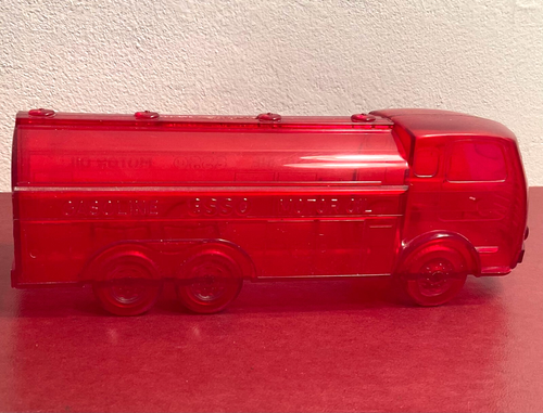 ESSO GASOLINE MOTOR OIL clear hard plastic COE Tanker 7" Savings BANK 1950s - 第 6/11 張圖片