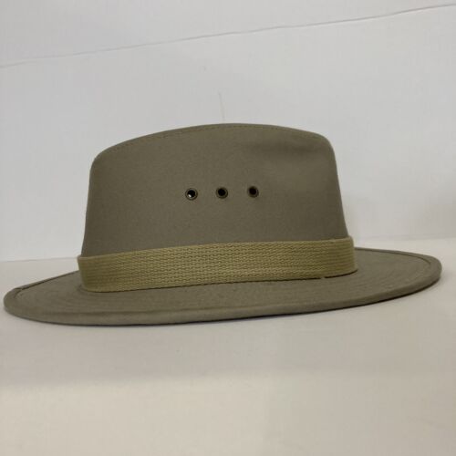 Mens Khaki Original Panama Jack Safari Hat Size Medium 100% Cotton Canvas - Picture 3 of 10