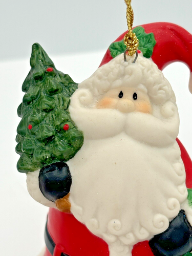 Home Interiors Santa Claus Bell Ornaments Ceramic Dangling Feet Original Box - Picture 8 of 19