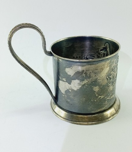 Rare Vintage Soviet Silver Plated Cup Holder Winter Troika Tea Cup Holder USSR - Picture 5 of 16