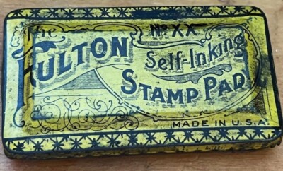 Tin Fulton Self-Inking Stamp Pad, neat graphics