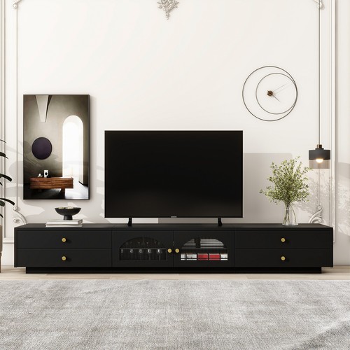 TV Stand Cabinet Entertainment Center TV Media Console for TVs up to 90in Black - Picture 2 of 15