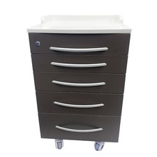 Assistant's Mobile Storage Cabinet Brown 5 Drawer Medical Utility Cart