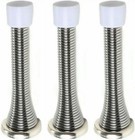 3 x Wall Mounted Chrome Spring Door Stop Sprung Stopper Skirting Board Buffer
