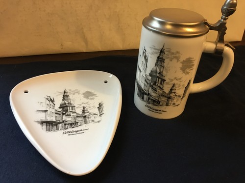 Volklingen, W. Germany, AK Kaiser Pottery, Tray & Beer Stein, Matching Design - Bild 1 von 10
