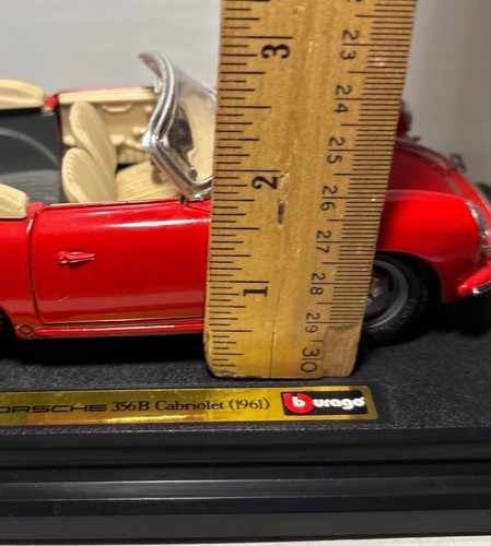 Burago Porsche 356B Cabriolet 1961 Red Diecast Model 1:18 Scale Collectible Car - Picture 11 of 15