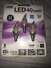 Feit LED Clear CFC Chandelier Bulb Dimmable  2700k Soft White 3.8W/40W 6-Pieces