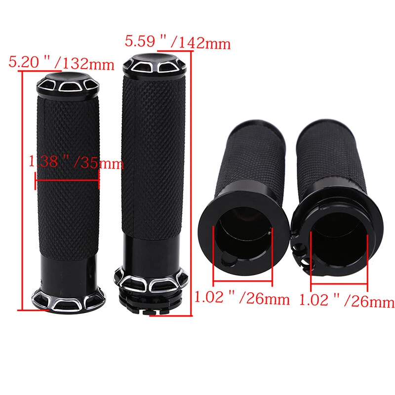 2X Motorcycle 1" Handlebar Hand Grips Fit For Harley VRSC Dyna Softail 1996-2017 - Image 2 of 4