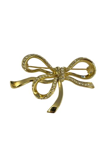CAROLEE Large Rhinestone Ribbon Bow Brooch Pin Limited Edition Original Box - Picture 3 of 7